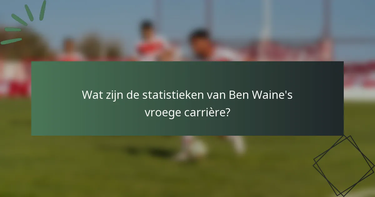 Wat zijn de statistieken van Ben Waine's vroege carrière?